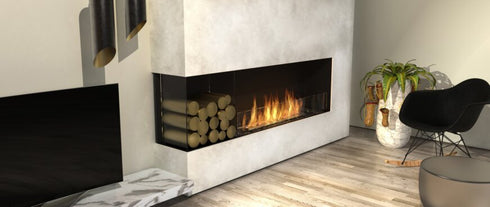 Ecosmart Fire Flex 140LC.BXR Left Corner Fireplace Insert - Black Finish / Black Burner - ESF.FX.140LC.BXR.B